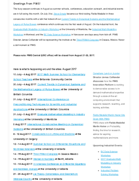 PIMS Connection - August 2017