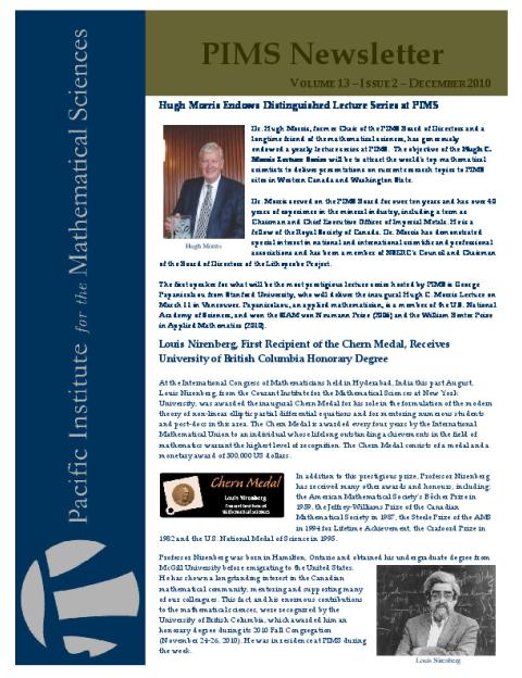 PIMS Newsletter, December 2010