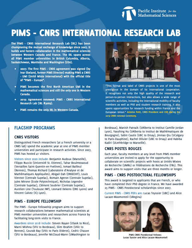 PIMS-CNRS 2 pager page 1