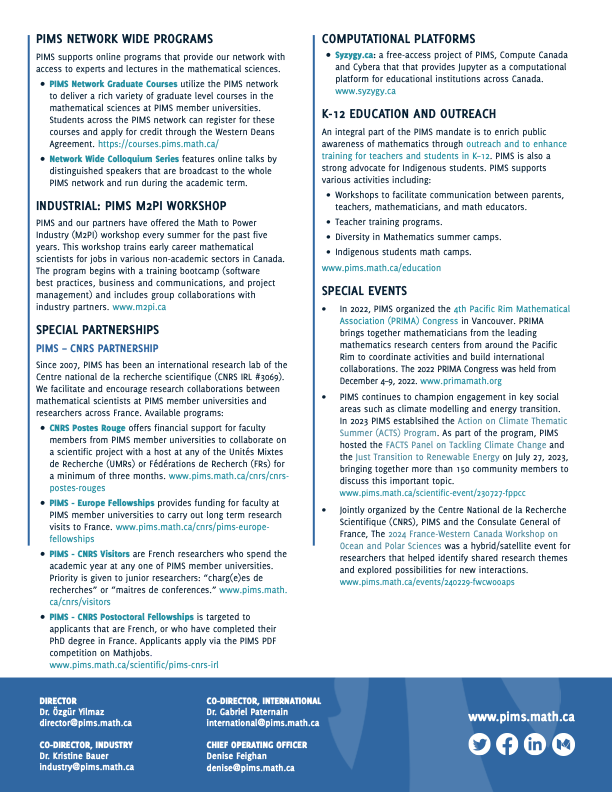Pims About | PIMS - Pacific Institute for the Mathematical Sciences
